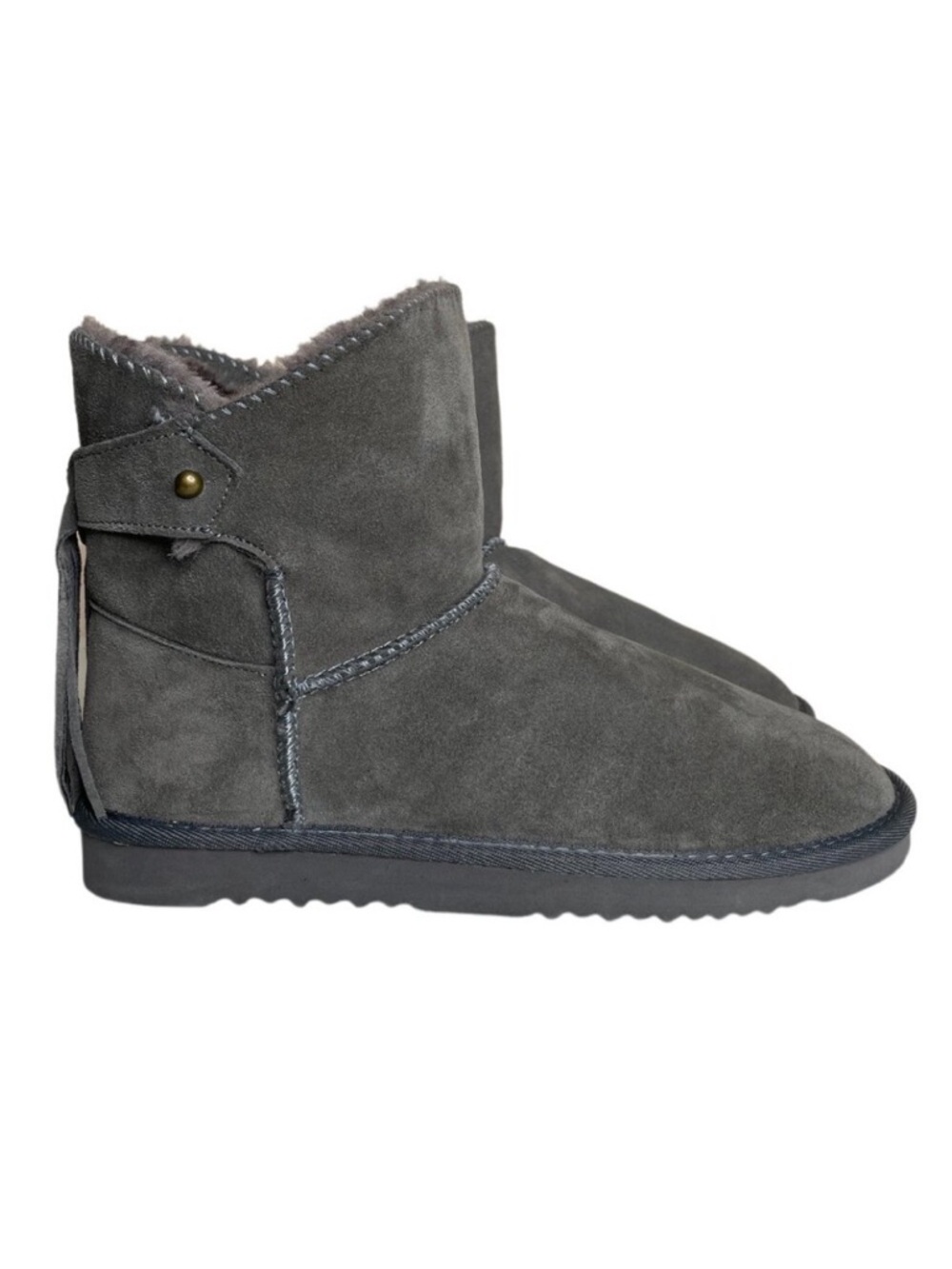 Morgan Taylor Gray Leather Faux Fur Winter Booties Size 10